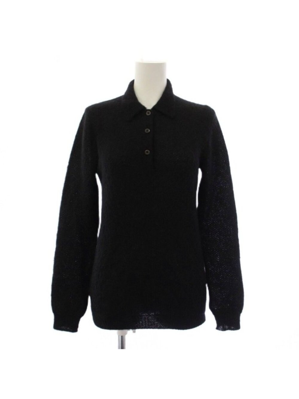 Prada Polo Shirt Long Sleeve Mohair Wool Black 38